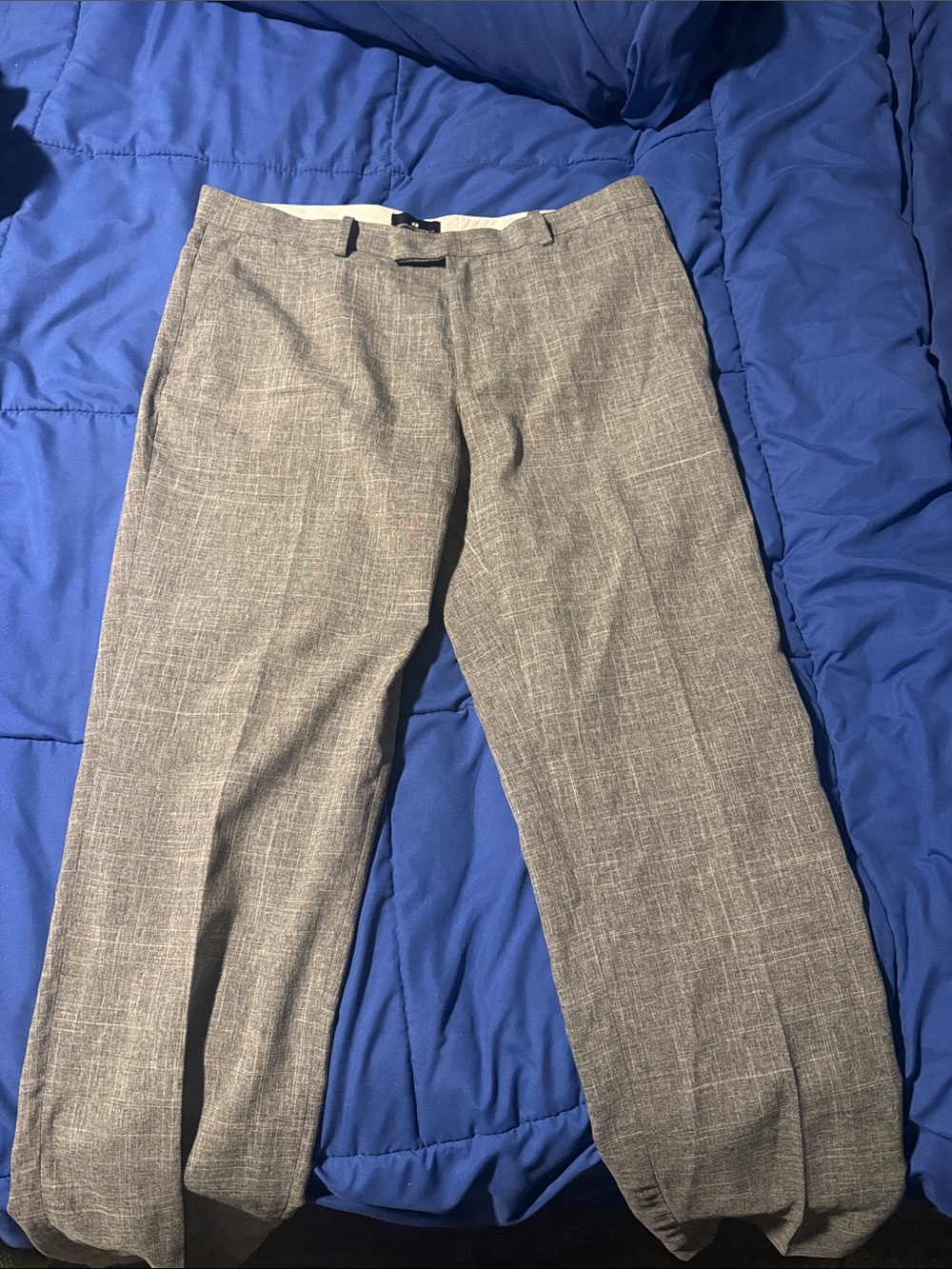 H&M Men's Gray Plaid Dress Pants